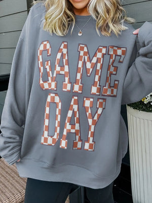 Game Day Checkered Oversized Sweatshirt - The Bargains Depot