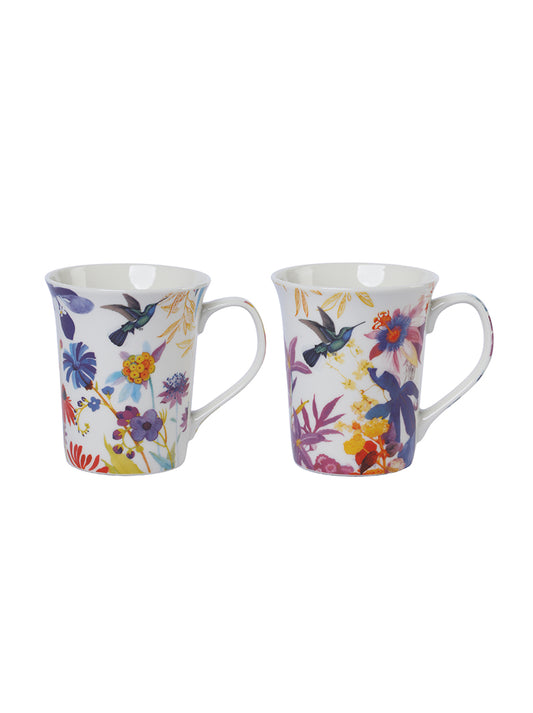 Birdee Ceramic Coffee Mugs - Set of 2 Cute Bird Designs Coffee Cup