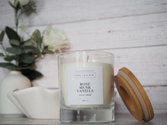 Soy Candle Rose Musk Vanilla 7 oz Home Fragrance
