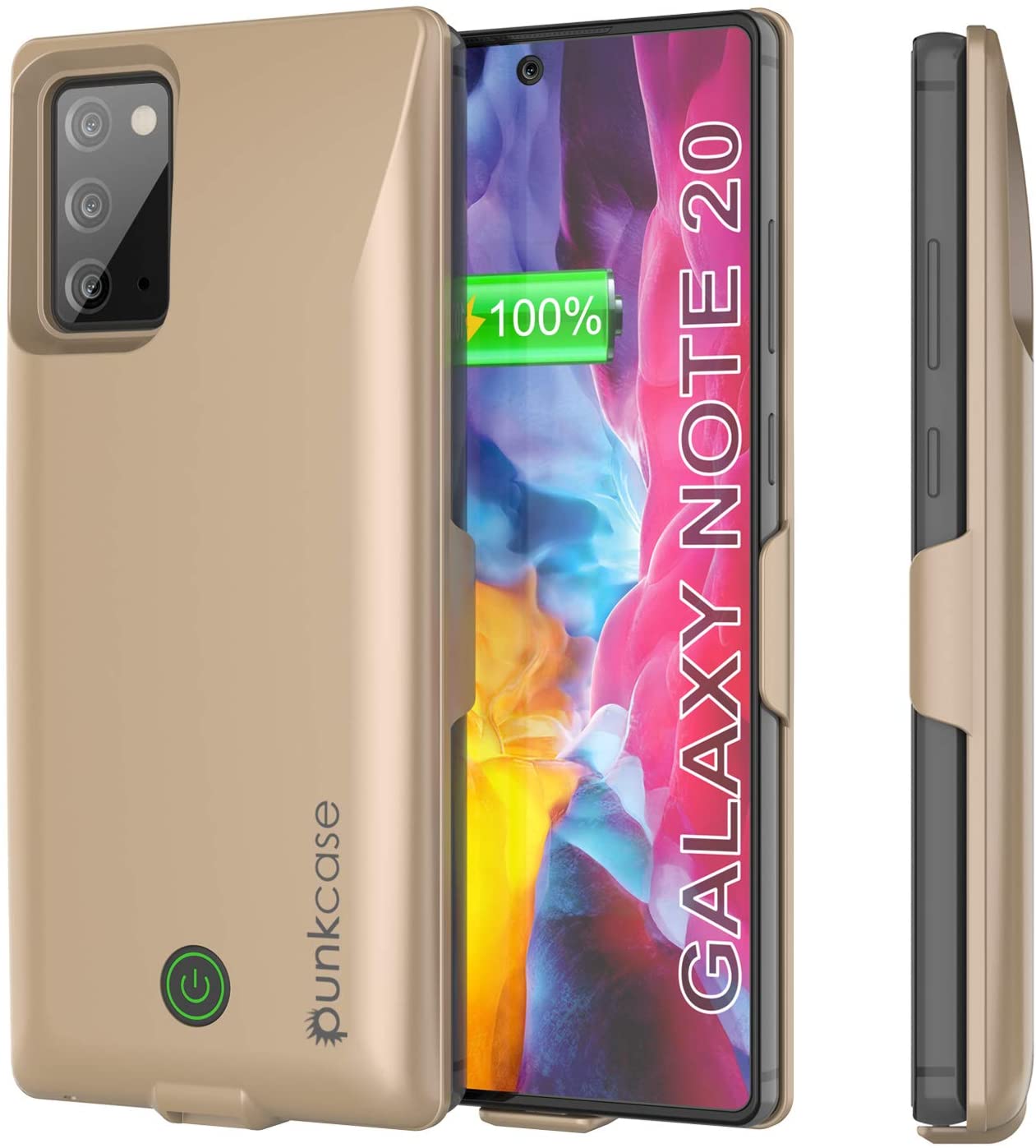Chargeur de batterie pour Galaxy Note 20 avec une capacité de 6000mAH et étui mince PunkJuice 2.0 [Or].