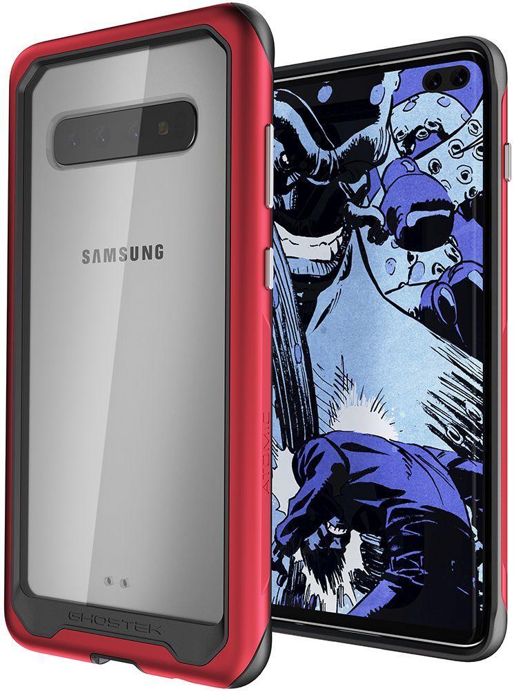 Coque en aluminium de qualité militaire pour Galaxy S10+ Plus | Série Atomic Slim 2 [Rouge]