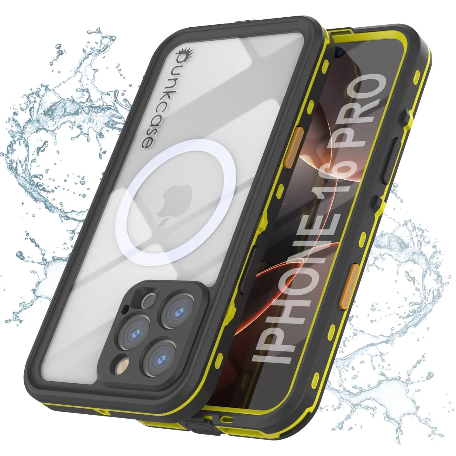 Coque étanche pour iPhone 16 Pro, série Punkcase SpikeStar Yellow | Slim Fit 2 m sous l'eau IP68