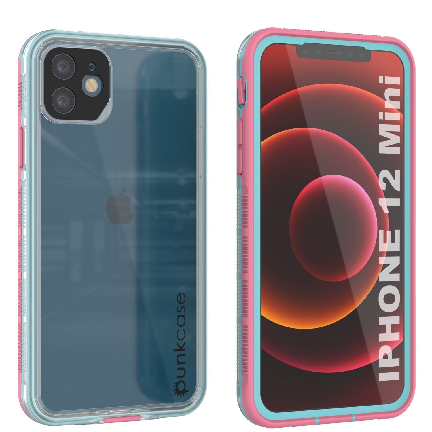 Étui étanche Punkcase pour iPhone 13 Mini [série Aqua] Coque de protection [Rose transparent] [Dos transparent]