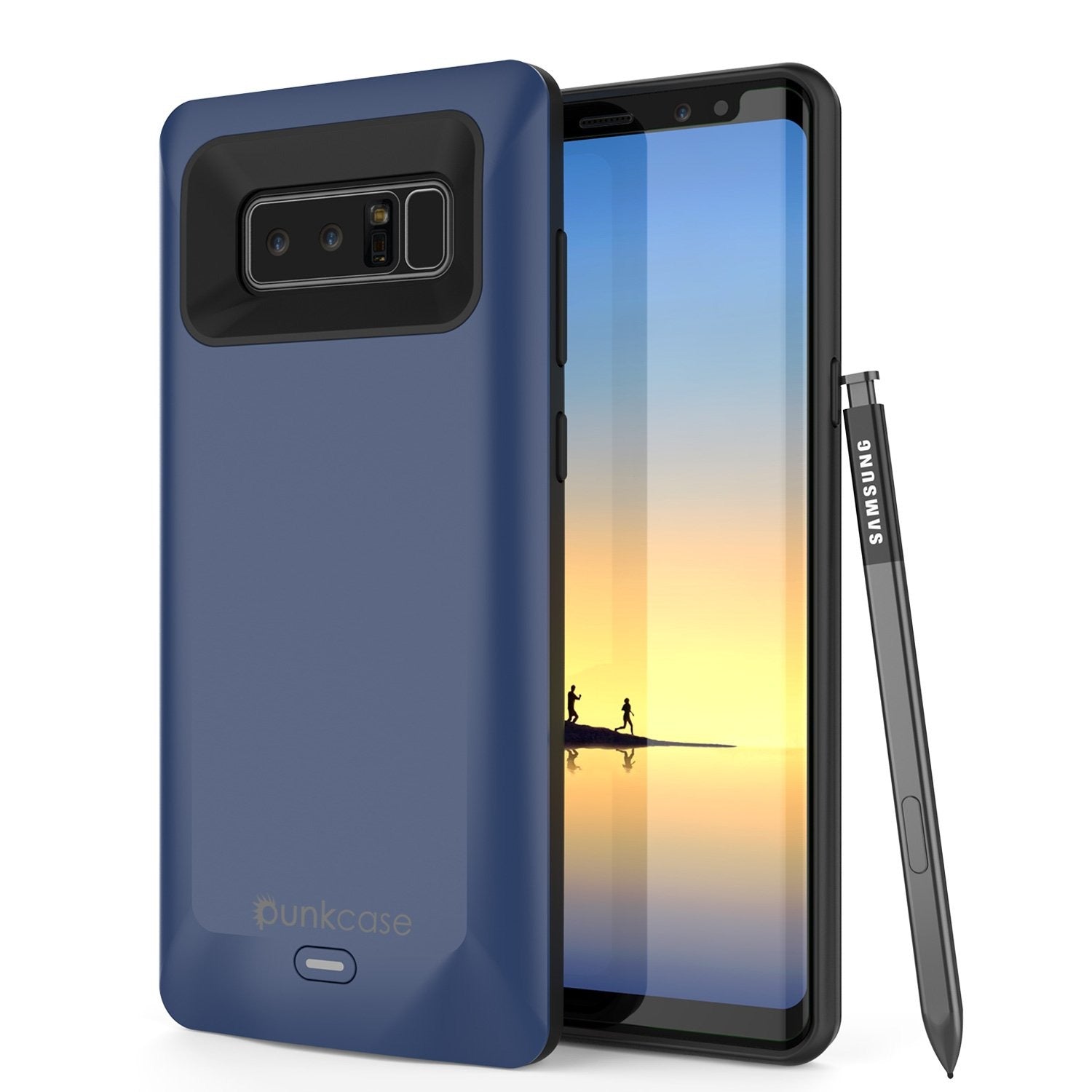 Coque batterie Galaxy Note 8, Punkcase 5000 mAh Chargeur Housse avec protecteur d'écran | Port USB intégré | IntelSwitch [Bleu]