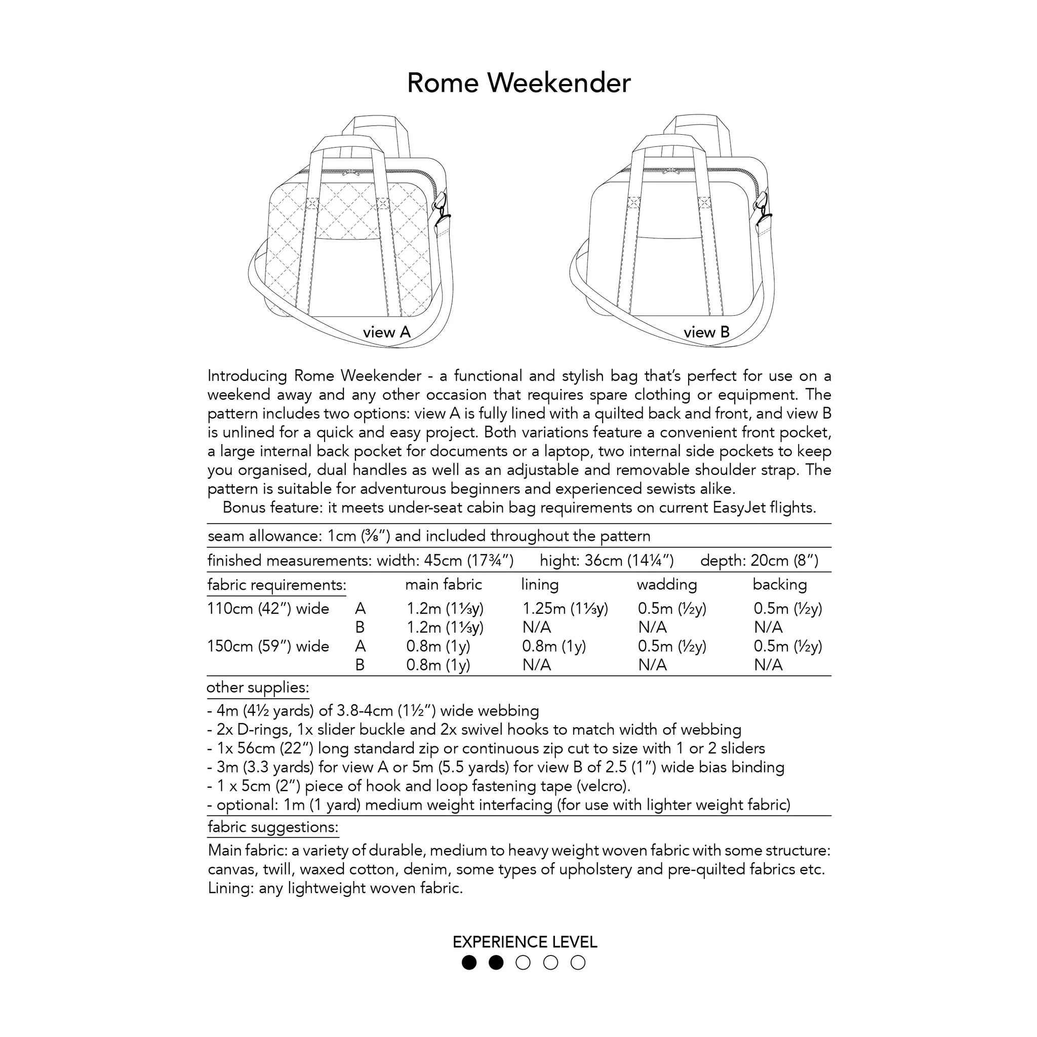 DhuratadaviesRomeWeekenderBagSewingPatternSizeChart