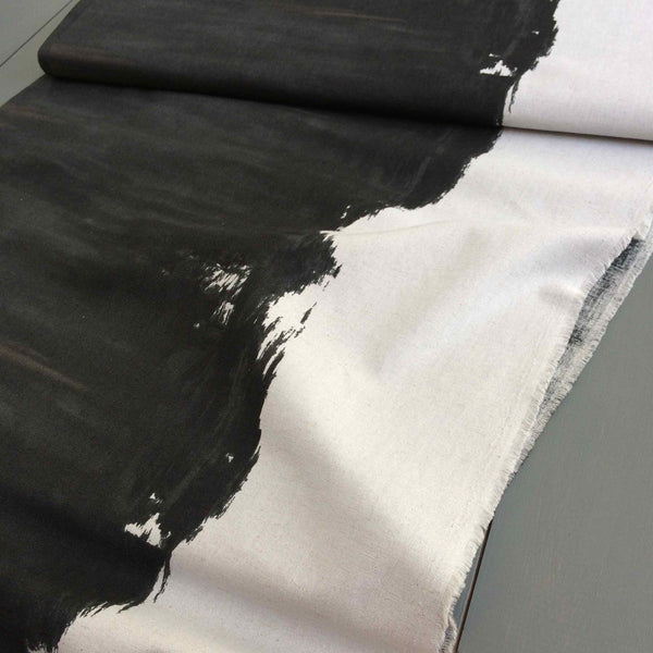 Kokka Fabrics Brush Paint Gray & Black