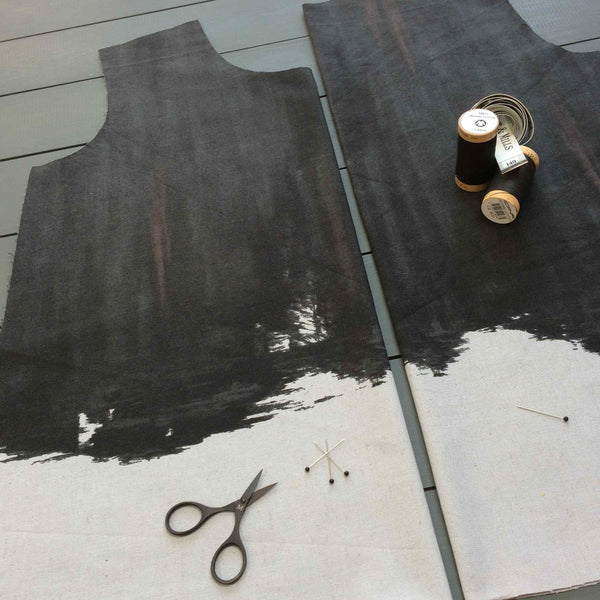 Kokka Fabrics Brush Paint Black & Gray 