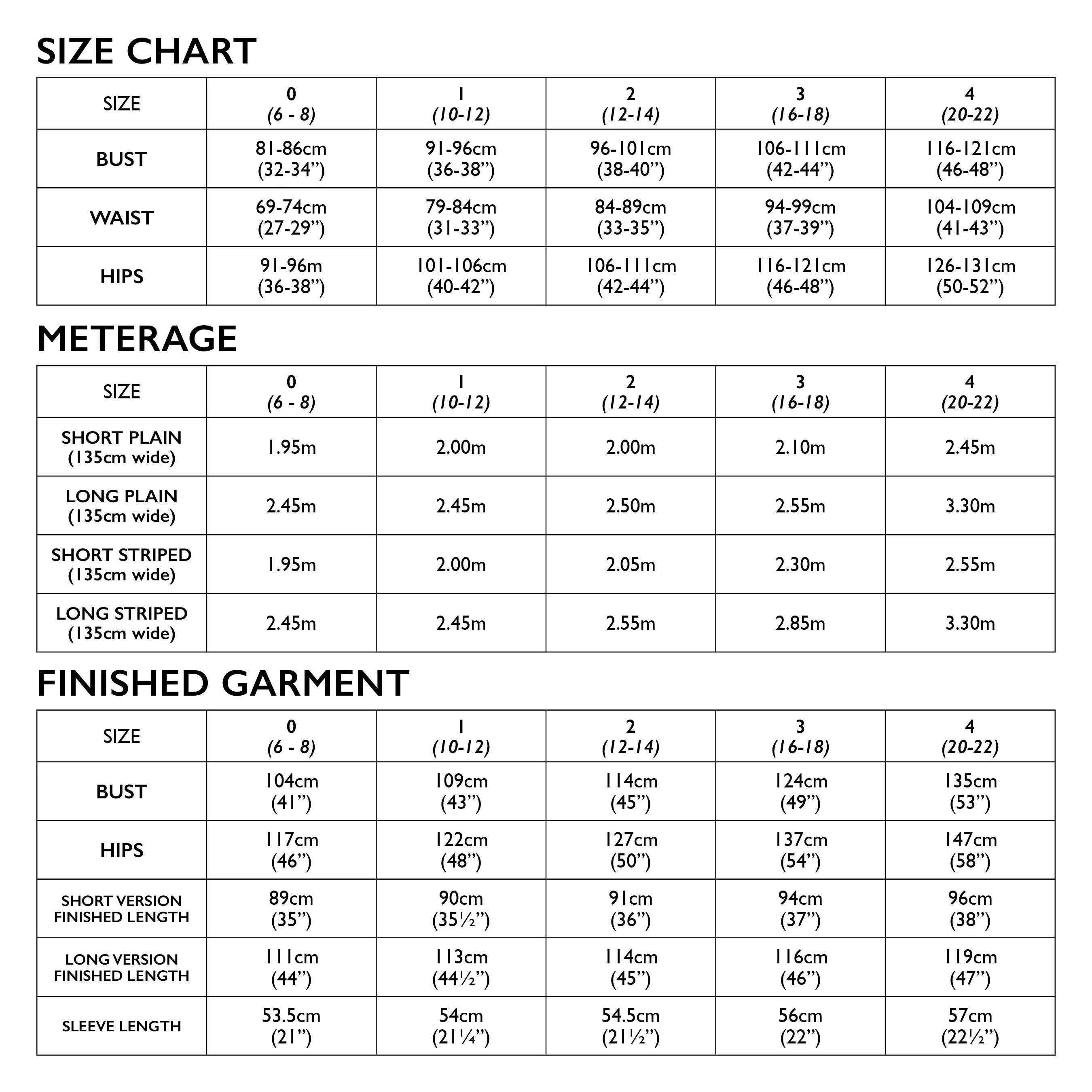 TessutiToscaTunicSewingPatternSizeChart