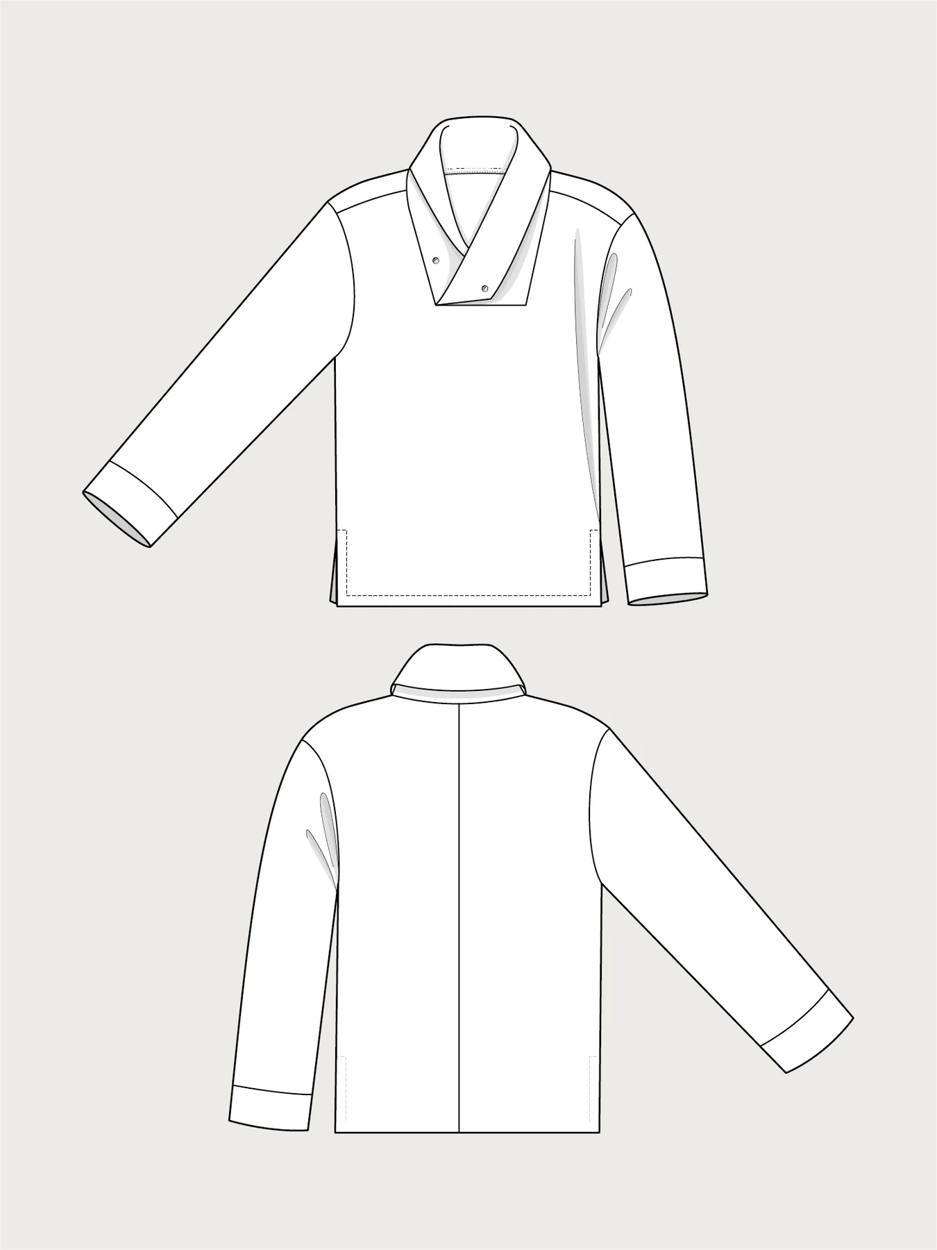 TheAssemblyLineWrapCollarShirtSewingPatternIllustration