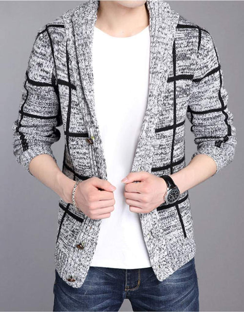 Load image into Gallery viewer, Mens Shawl Collar Gray Cardigan
