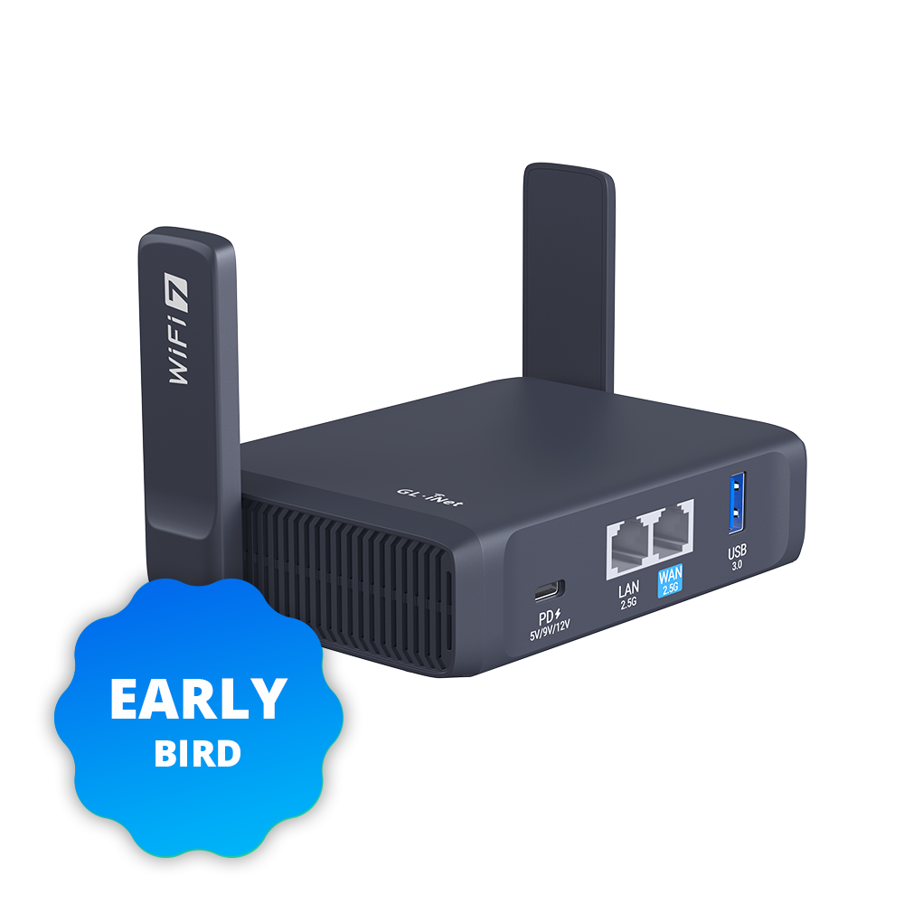 Early Bird | Slate 7 (GL-BE3600) Dual-band Wi-Fi 7 Travel Router