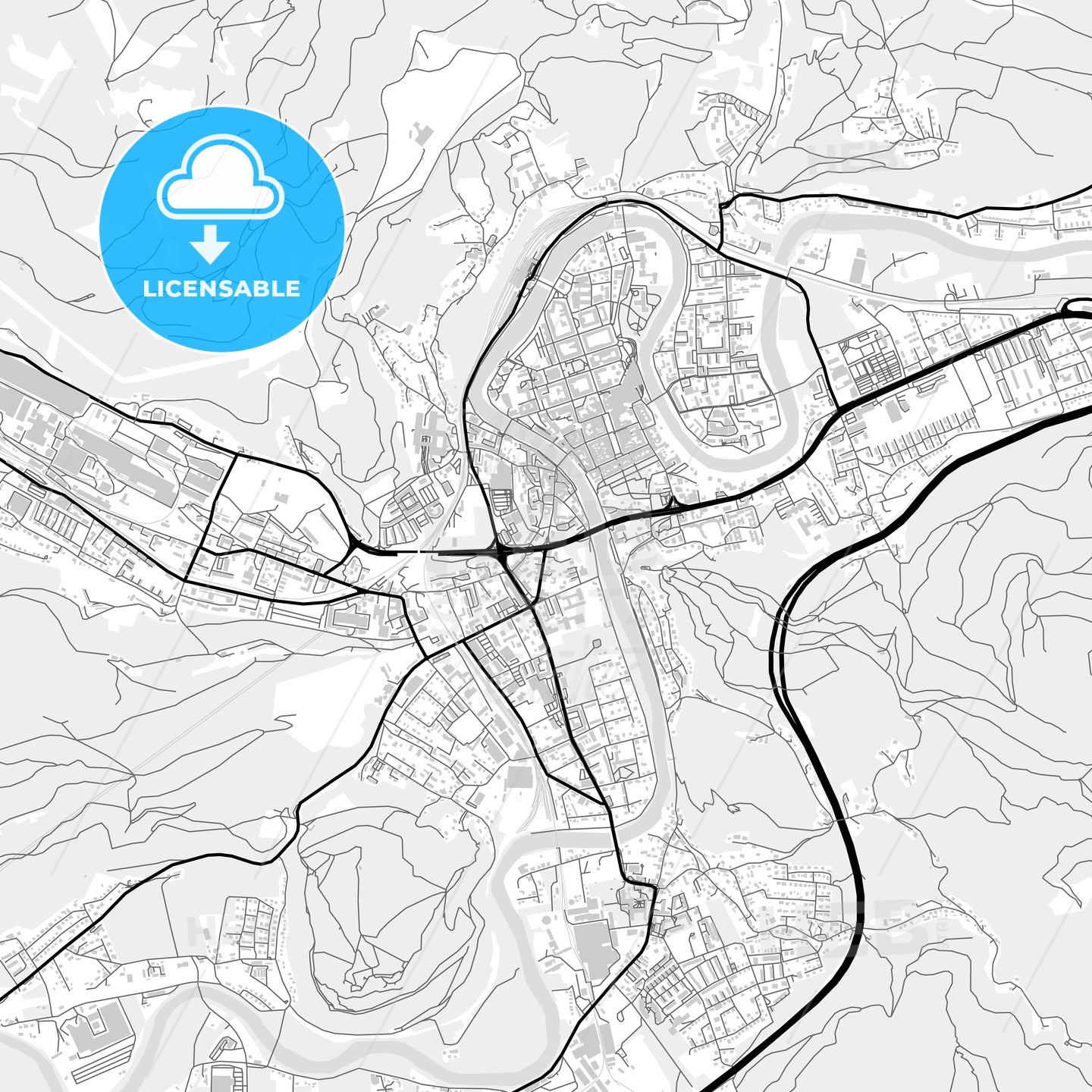 Downtown map of Leoben, Austria - HEBSTREITS