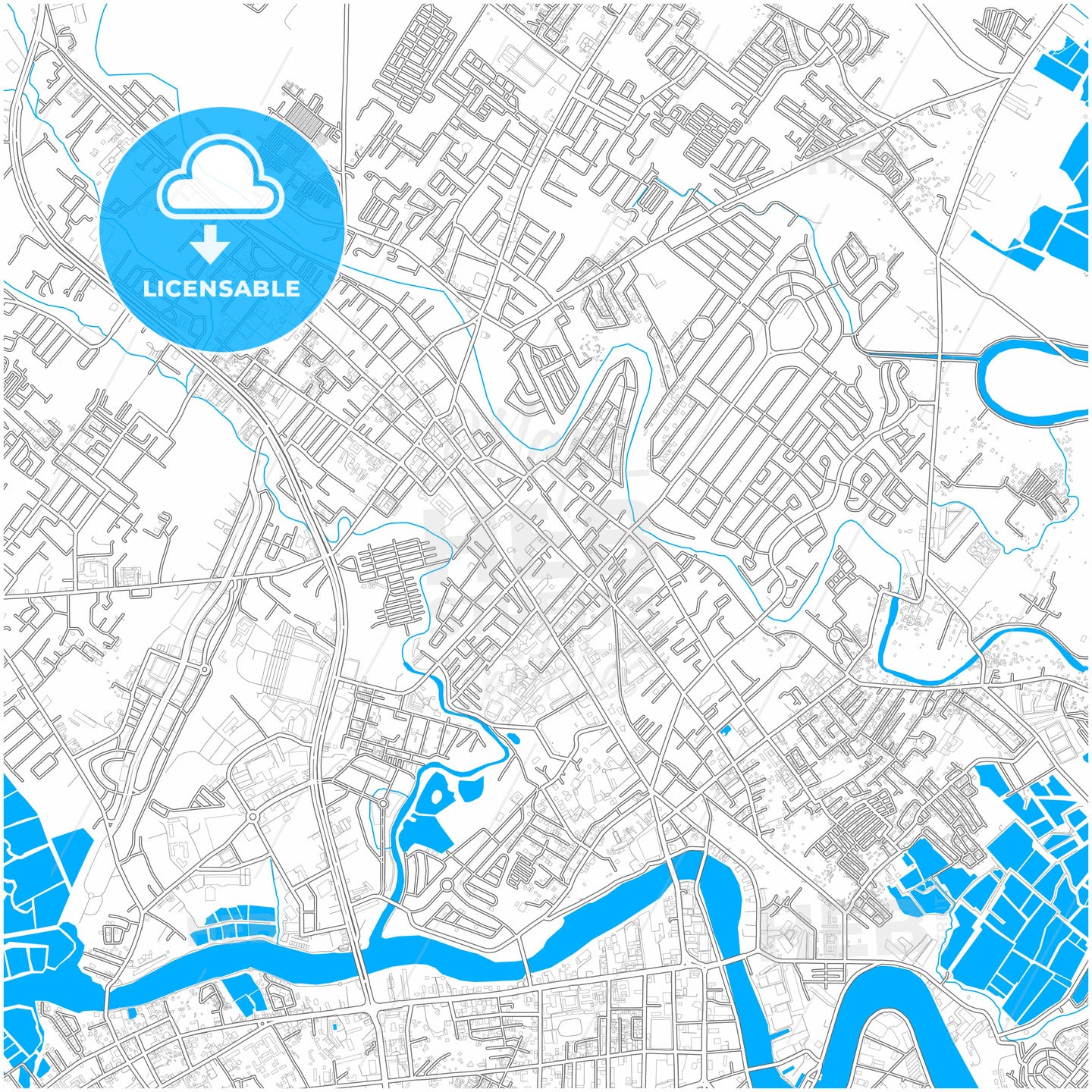 Iloilo City, Iloilo, Philippines, city map with high resolution roads