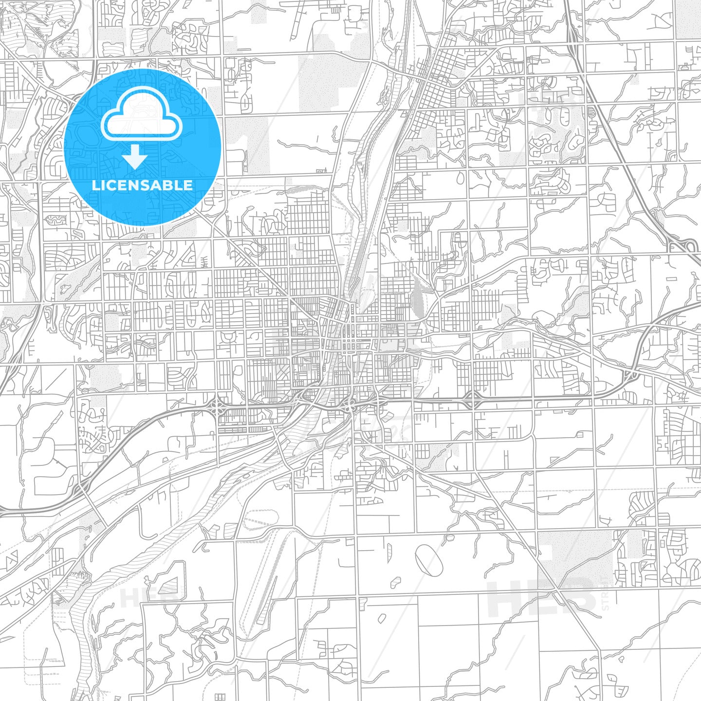 Joliet Illinois Usa Bright Outlined Vector Map Hebstreits 0430