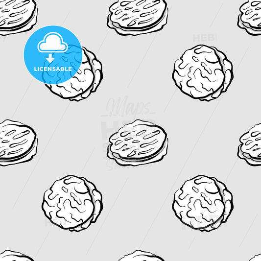 Khubz seamless pattern greyscale drawing – instant download