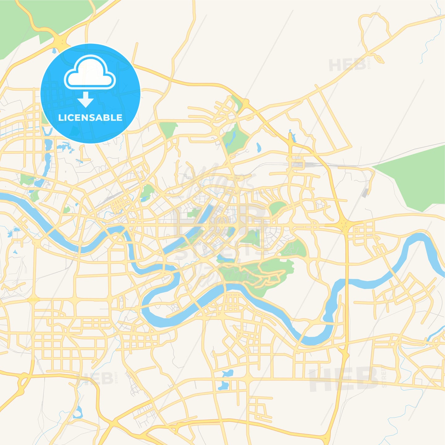 Printable street map of Nanning, China - HEBSTREITS