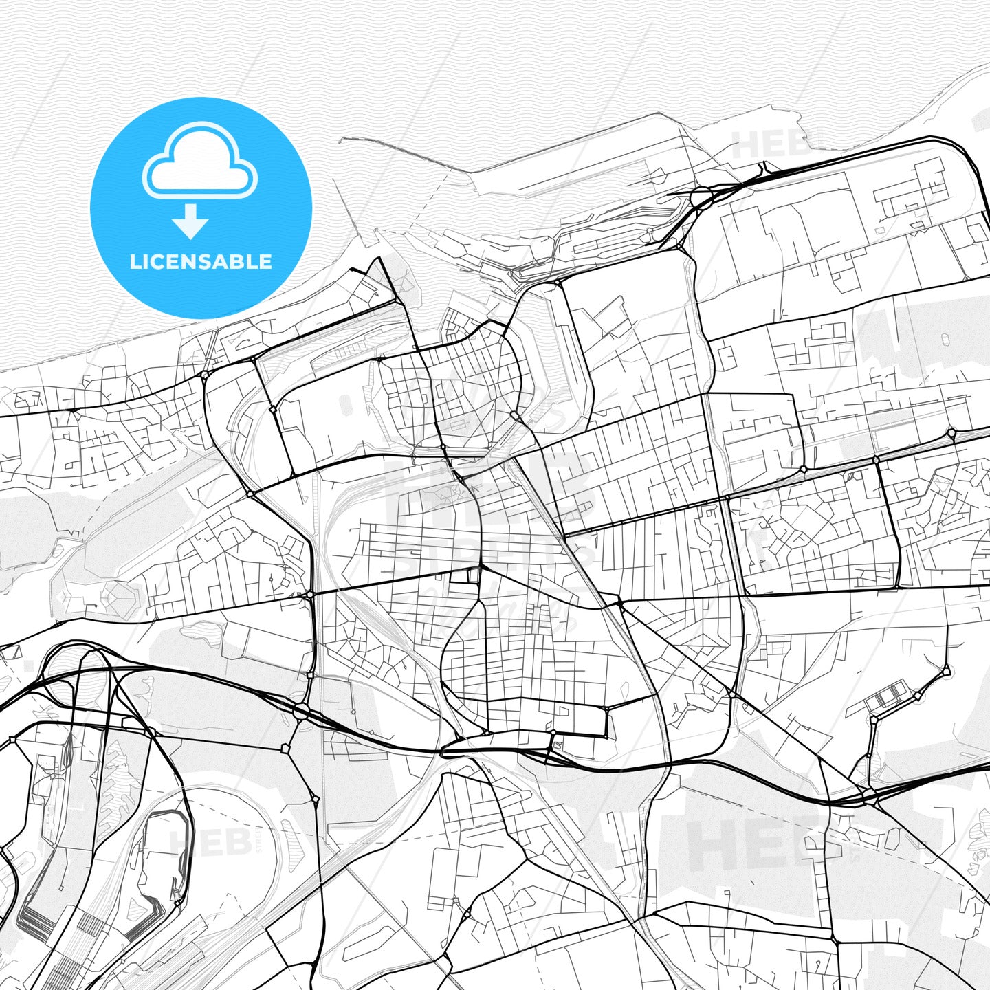 Vector PDF map of Calais, France - HEBSTREITS