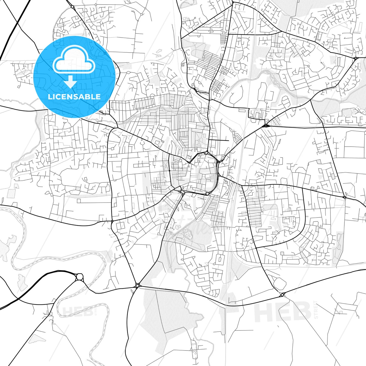 Vector PDF map of Darlington, England - HEBSTREITS