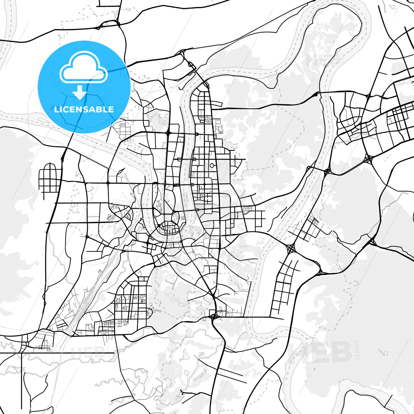 Vector PDF map of Liuzhou, China - HEBSTREITS