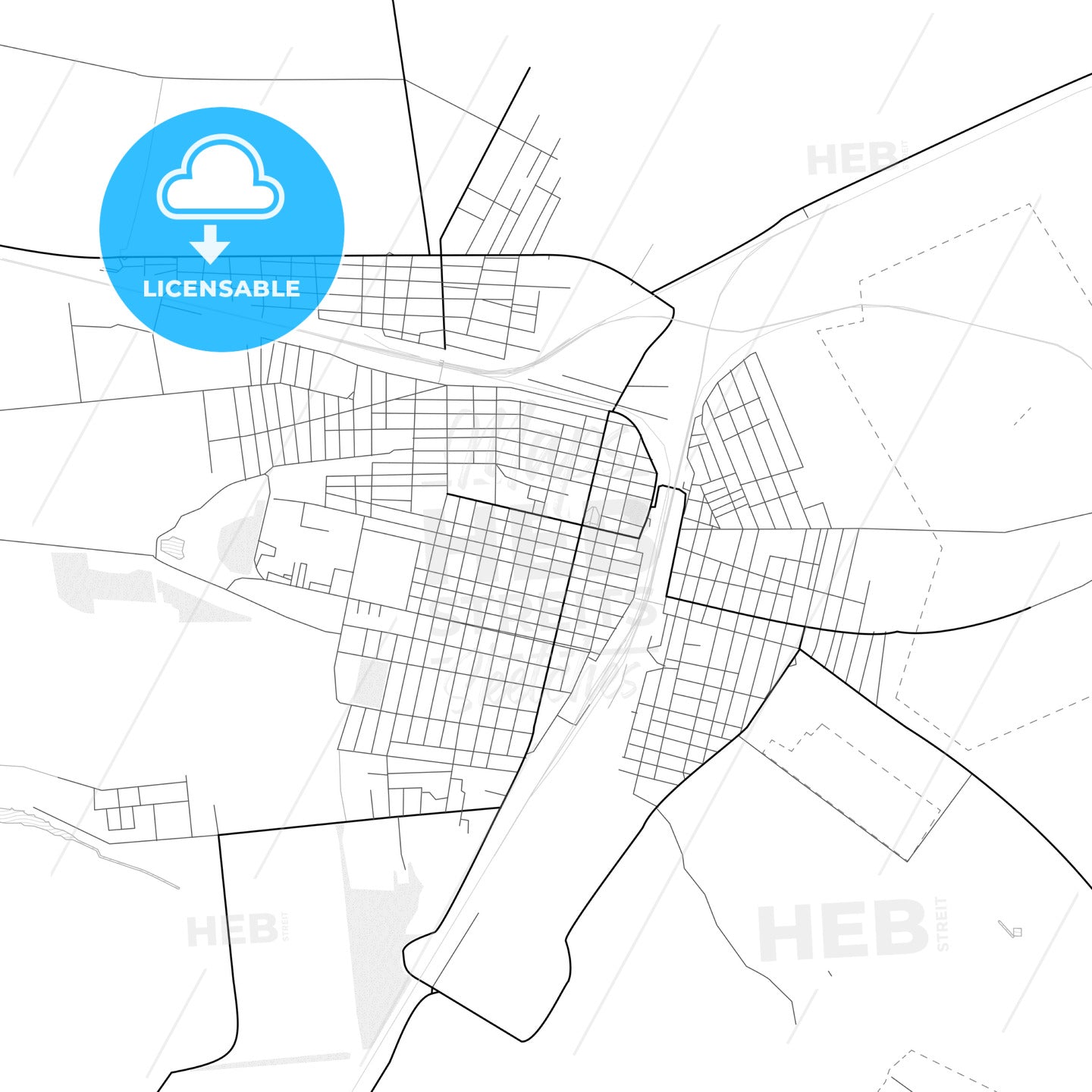 Vector PDF map of Synelnykove, Ukraine - HEBSTREITS