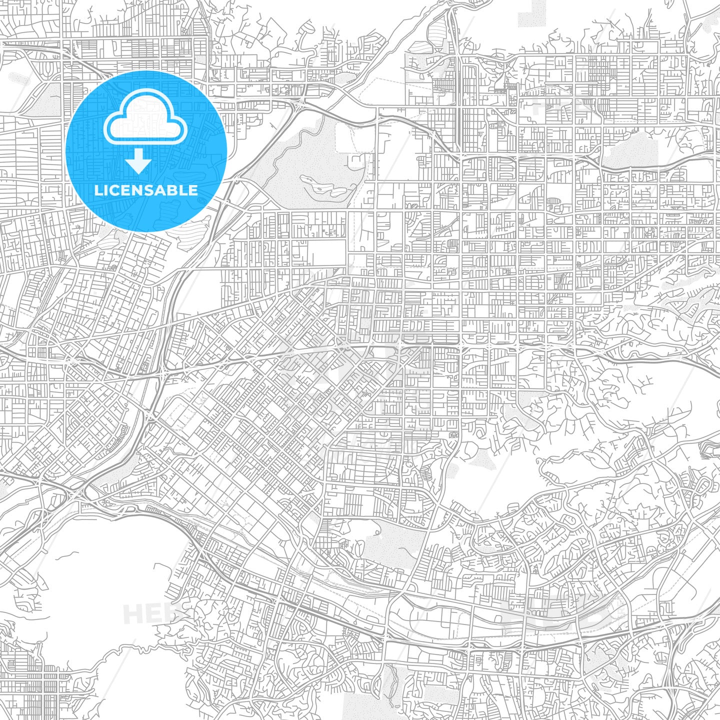 West Covina California Usa Bright Outlined Vector Map Hebstreits 3268