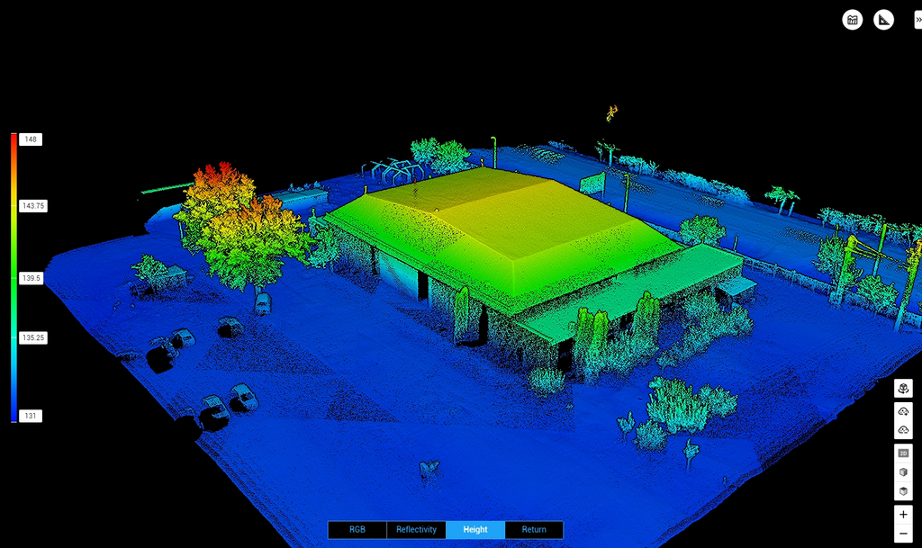 Amprenta la sol a cladirilor L2 LiDAR