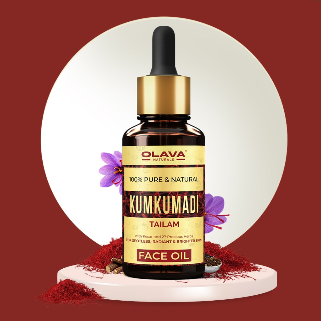 kumkumadi oil, kumkumadi tailam, olava naturals kumkumadi oil, kumkumadi face oil