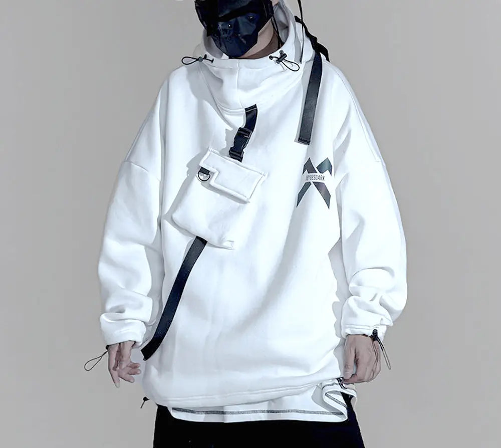 Weißer Techwear-Hoodie