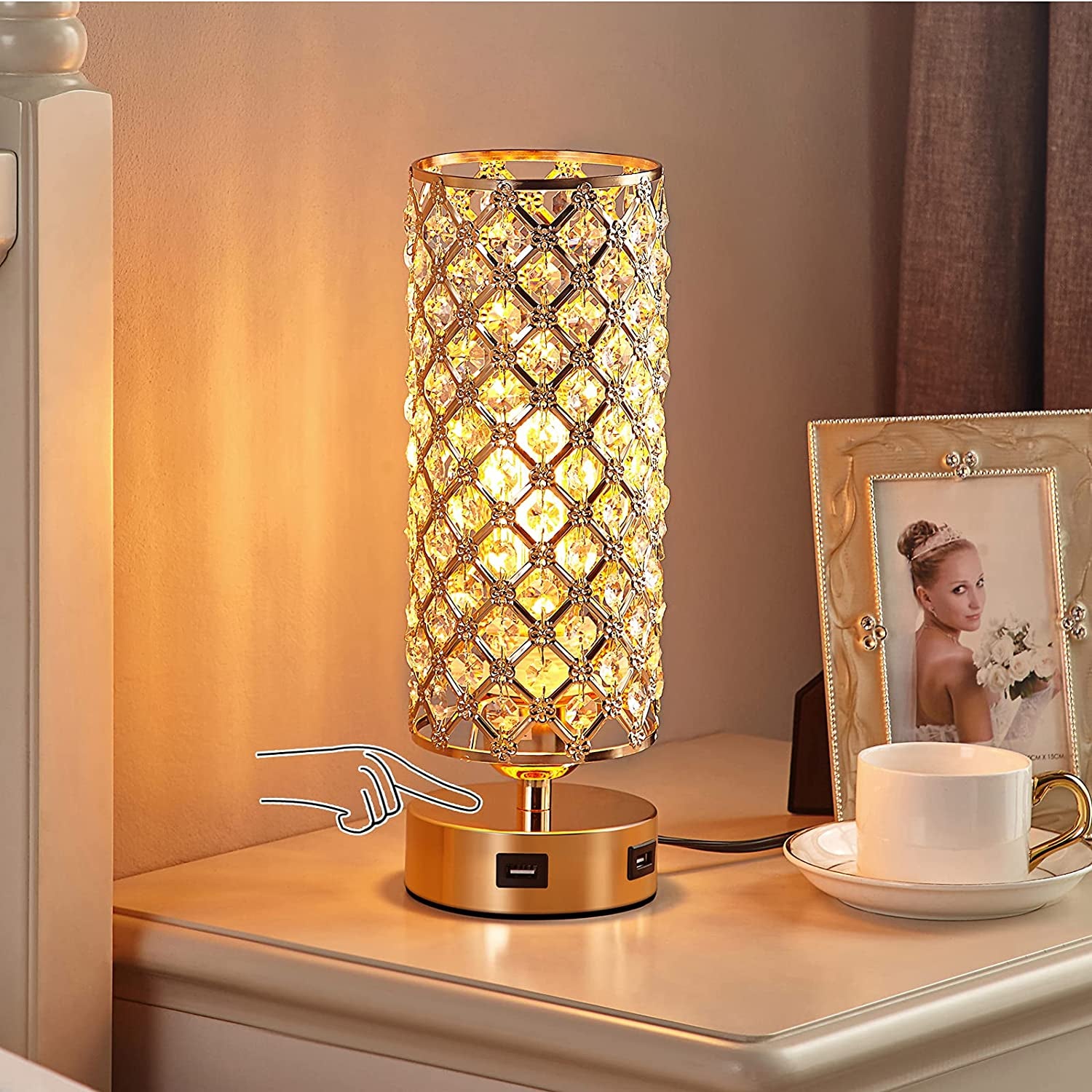 crystal bedside touch lamps