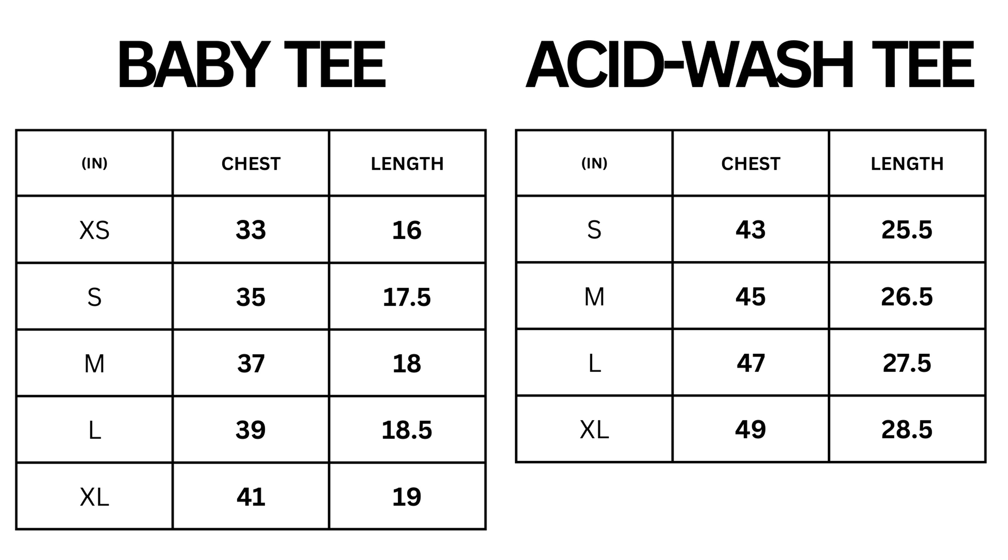 SIZE CHART