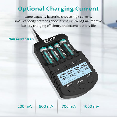 Dlyfull T1 4 Slots Smart Ni-MH AA AAA Test Charger with Discharge, Ref