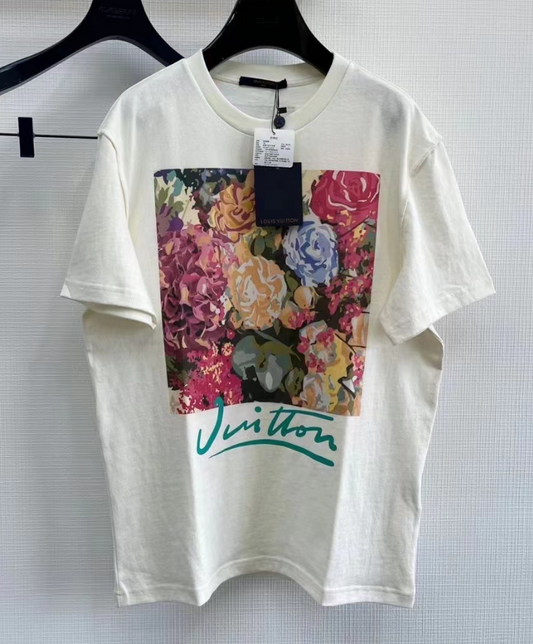 3D LV Graffiti Embroidered T-Shirt - Luxury White