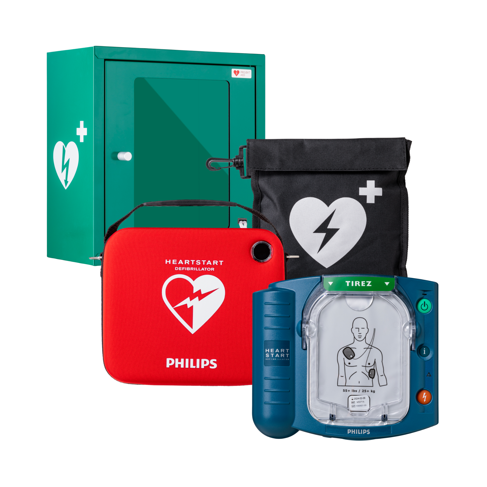 Pack complet Philips Heartstart- HS1 DAE avec Boitier intérieur (vert) - ProCardio BV product image