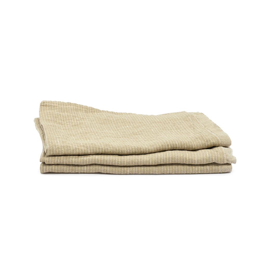 Sample] Fog Linen Chambray Towel - Beige Stripe - CoolHealth