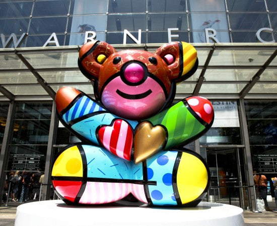 Romero Britto New York Sculpture at Warner Bros Building from collection of Pop Art.