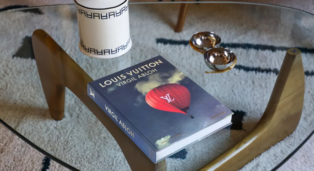 Assouline Louis Vuitton Virgil Abloh Balloon Fashion Luxury Coffee Table Book styled in Luxury Living Room
