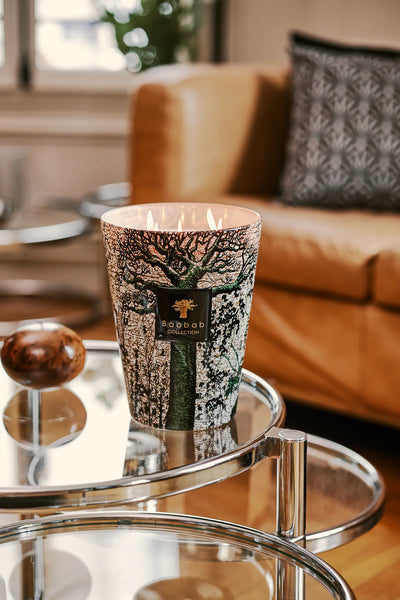 Baobab African Legacy New Collection Max 24 Candle as centre piece on a coffee table in a luxury home