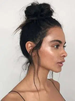 Image of High bun for oval faces