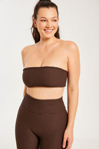 Croco Skin Bandeau Top Coffee