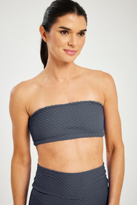 Croco Skin Bandeau Top Dark Grey