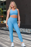 Croco Skin Seamless Leggings Celeste