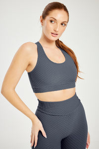 Croco Skin Scoop Top Dark Grey