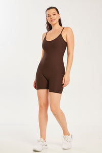 Croco Skin Shorts Onesie Coffee