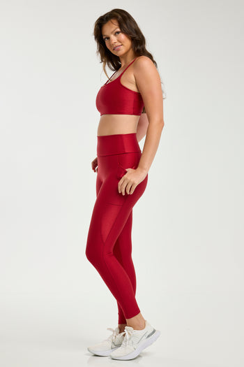 Hi-Shine Pocket Leggings Ruby (FINAL SALE)