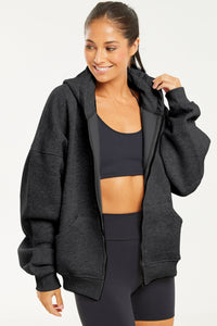 Boyfriend Zip Up Dark Heather Grey