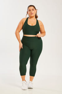 Croco Skin Seamless Cropped Leggings Forest Green