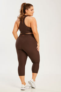 Croco Skin Seamless Cropped Leggings Coffee