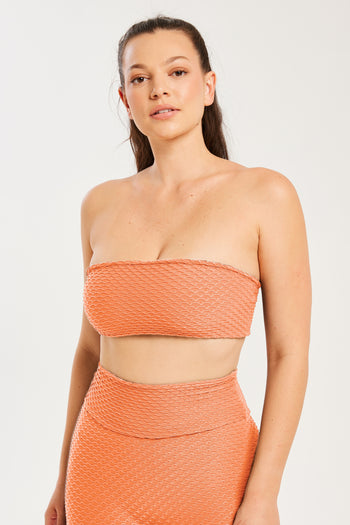 Croco Skin Bandeau Top Apricot