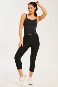 Croco Skin Cropped Leggings Black