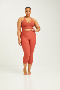 Croco Skin Cropped Leggings Terracotta (FINAL SALE)